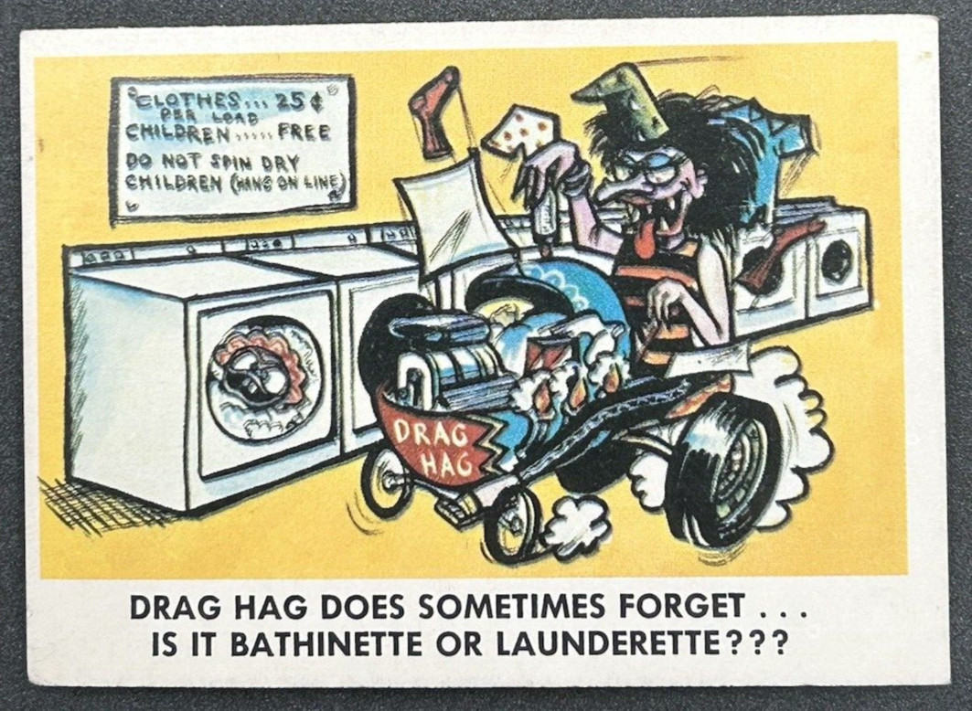 Vintage Fleer Corp Hawk Model Co. Weird-Ohs Trading Card #34 Drag Hag