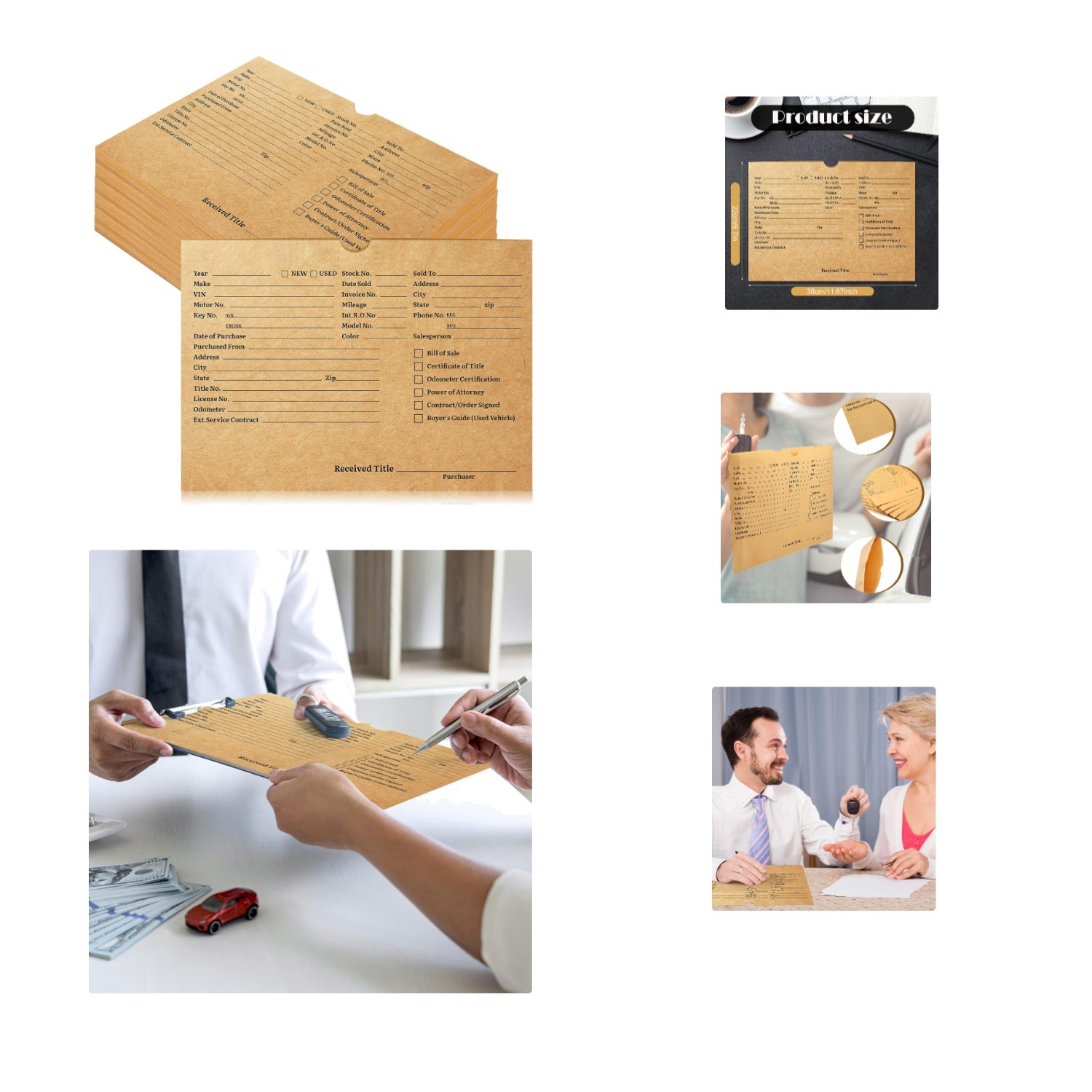 Professional 8x12in Vehicle Deal Envelopes – 50 Pack for Dealership Efficiency
