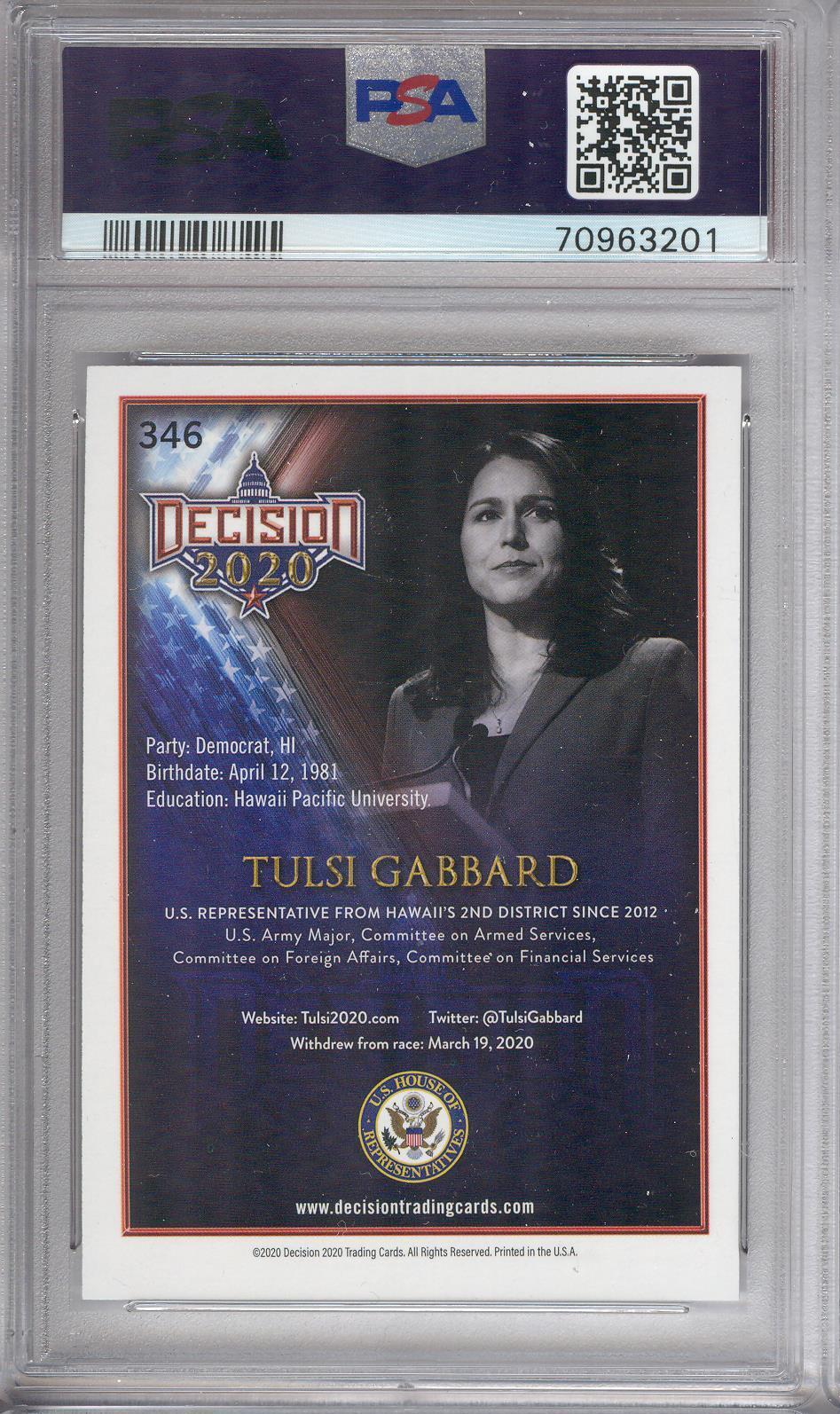 Tulsi Gabbard 346 2020 Decision Election Day Stamp – Nov 3 – PSA 9