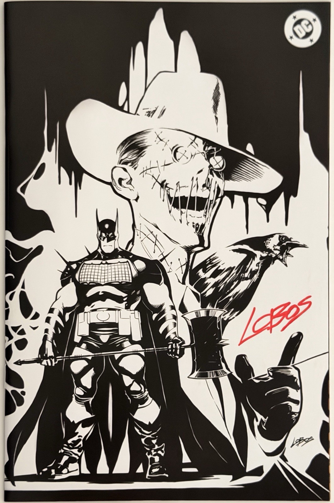Absolute Batman #19 – B&W Line Art Virgin Signed Pablo “Lobos” Villalobos w/COA