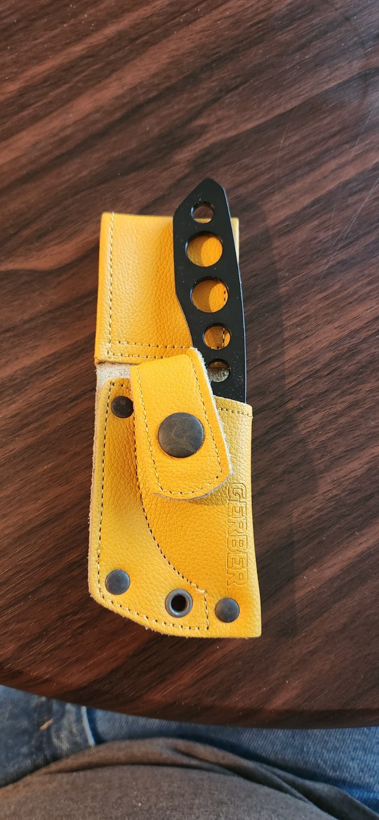 Gerber EDC Fixed Blade Drop Point Plain Edge Full Tang Black w/ Yellow Sheath