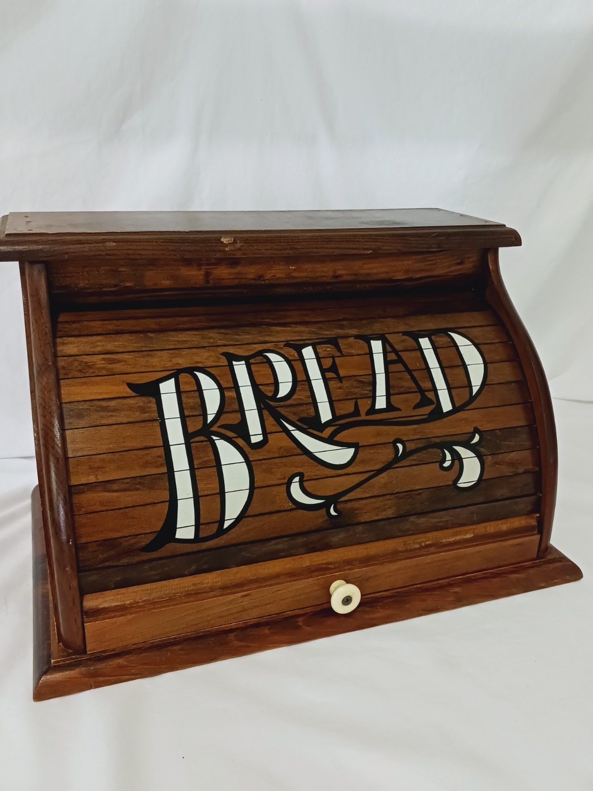 Vintage Roll Top Bread Box Rustic Farmhouse Excellent Condition