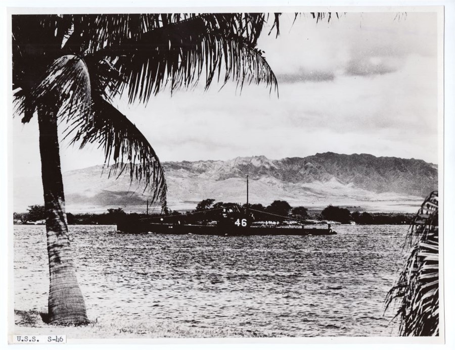 1930-1935 Submarine S-46 SS-157 at Pearl Harbor Hawaii in 1960s Produced Photo