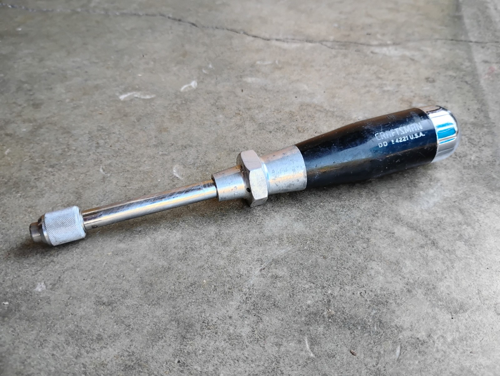 Vintage Sears Craftsman DD-9 4221 Push Drill Driver with 8 Bits, Black Handle