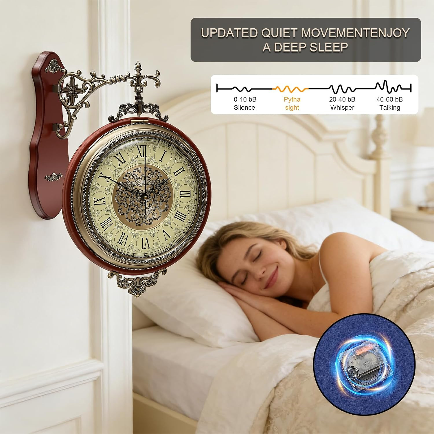 Vintage Double Sided Wall Clock with Glass & Copper Finish | Zinc Alloy & Solid
