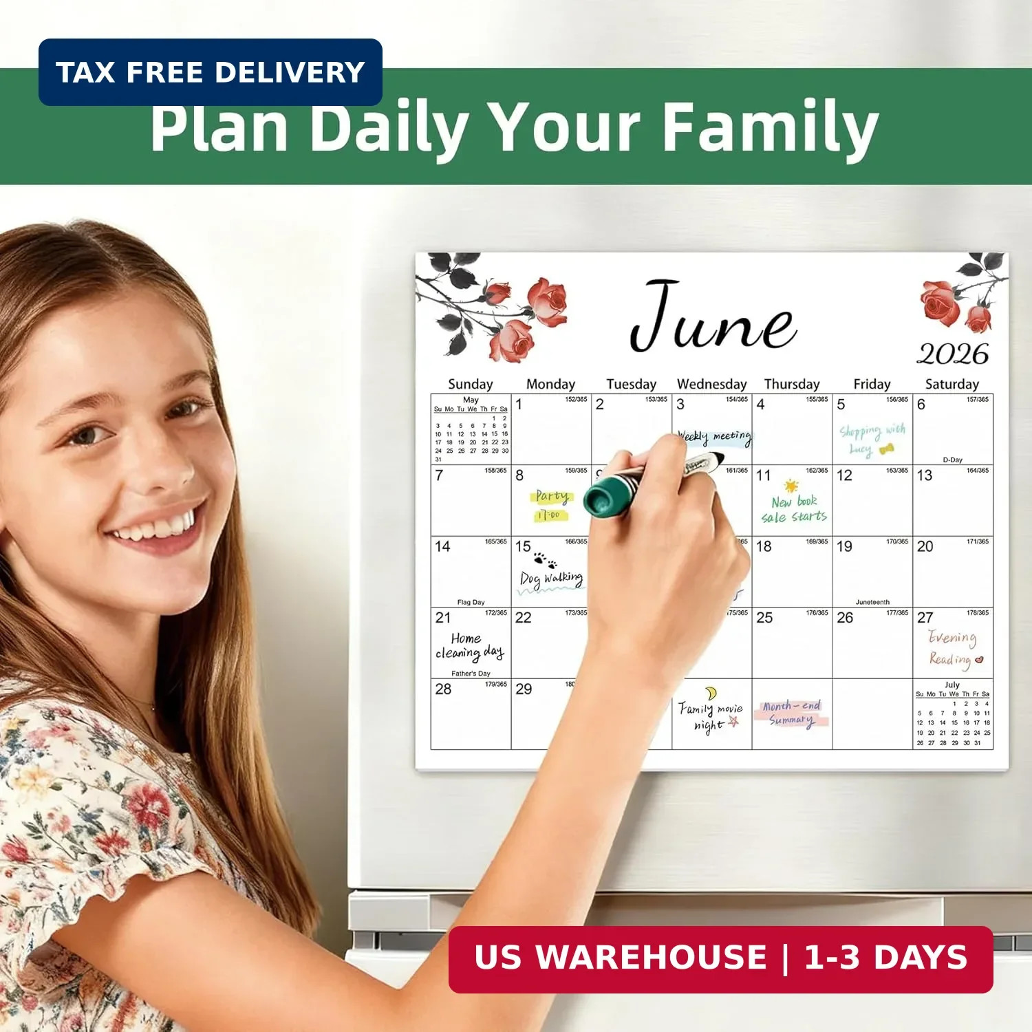 Magnetic 2026 Calendar for Refrigerator, Fridge Magnet Calendar from Dec 2025 to