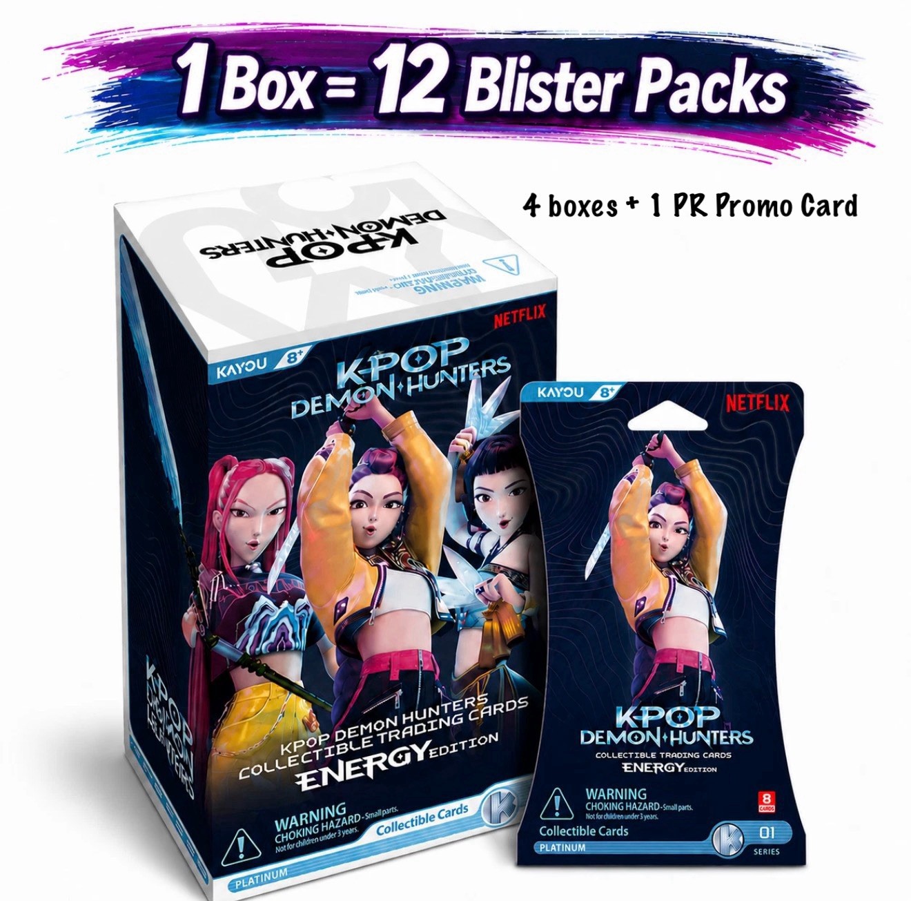 FREE SHIP KAYOU Kpop Demon Hunters – Energy Edition 4 Display Box + 1 PROMO