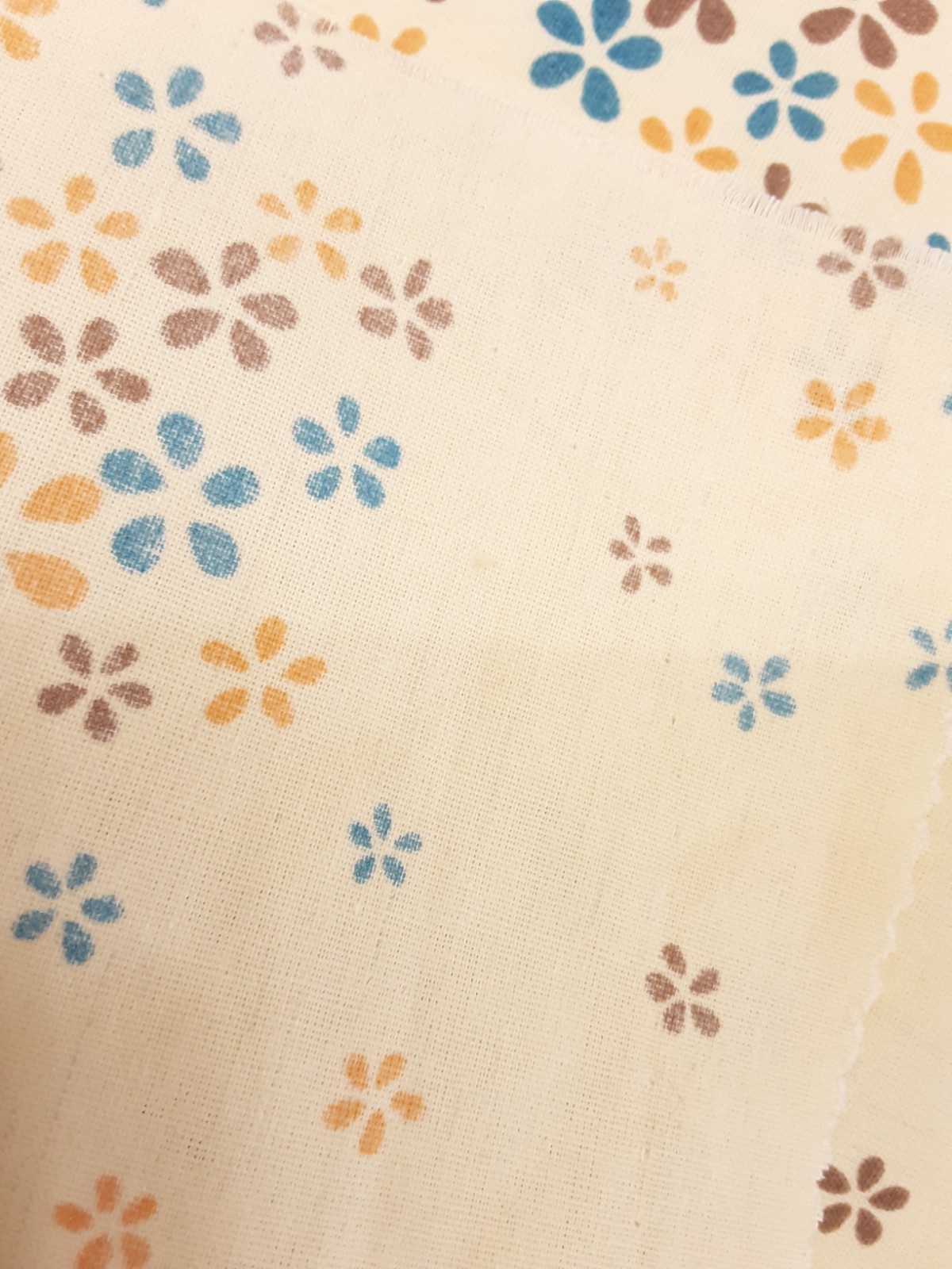 Feedsack Floursack Open Fabric Yellow Multicolor Floral