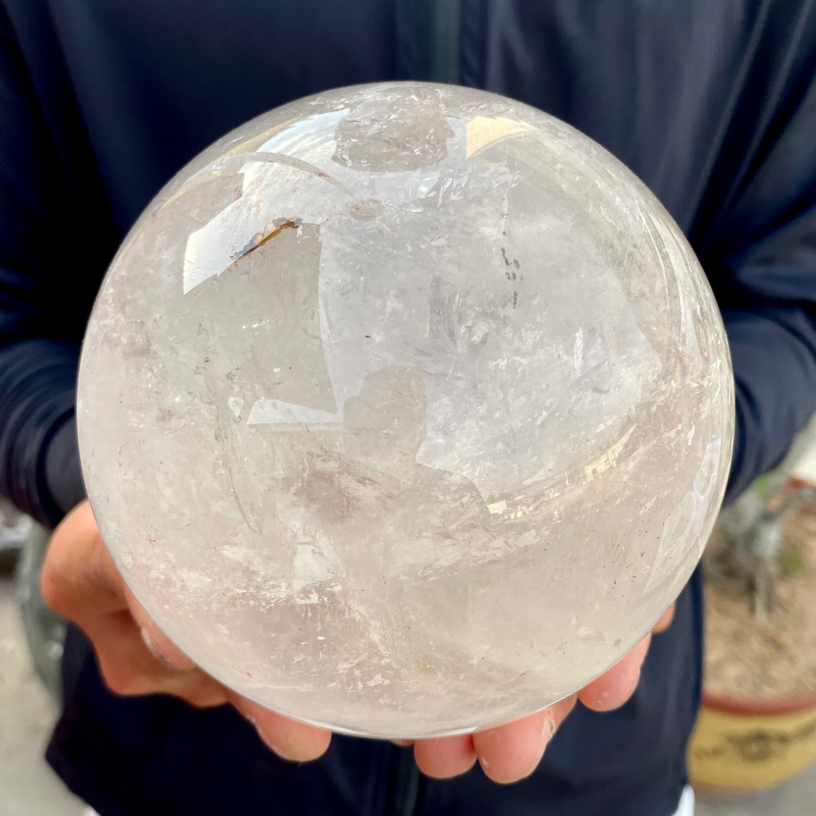 4.6LB Natural White Crystal Clear Quartz Crystal Sphere Ball Healing Meditation