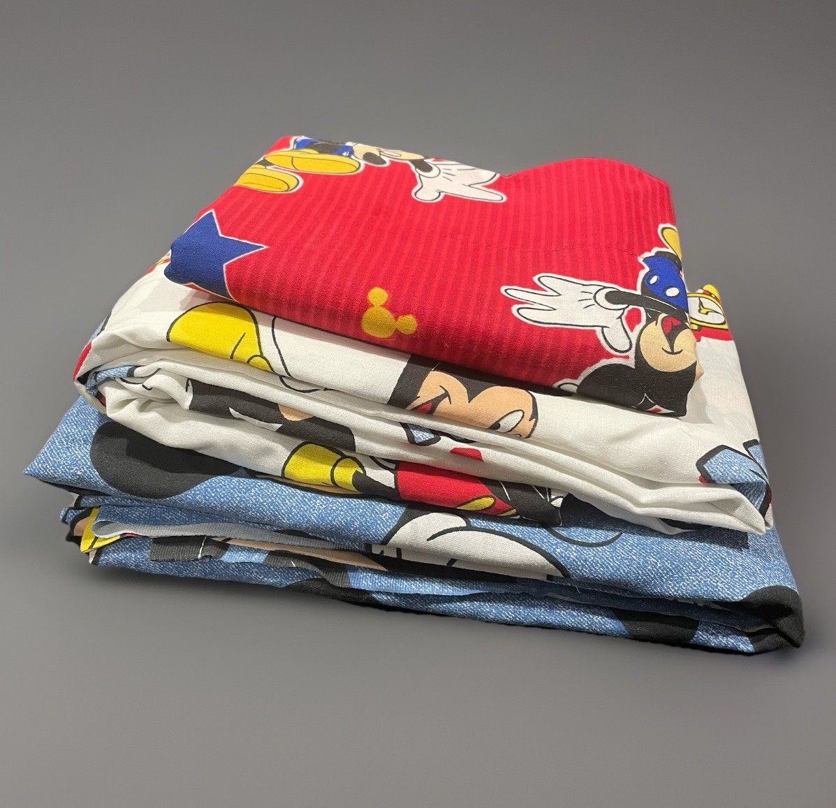 Vintage Disney Mickey Mouse Twin Sheets Set Fitted Flat Pillow Sham Alarm Zzzz