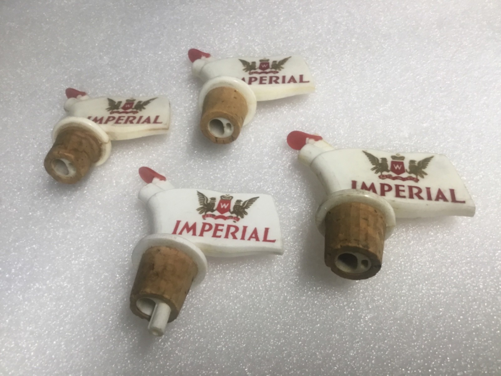 Matching set 4 imperial whiskey spouts cork plastic toppers