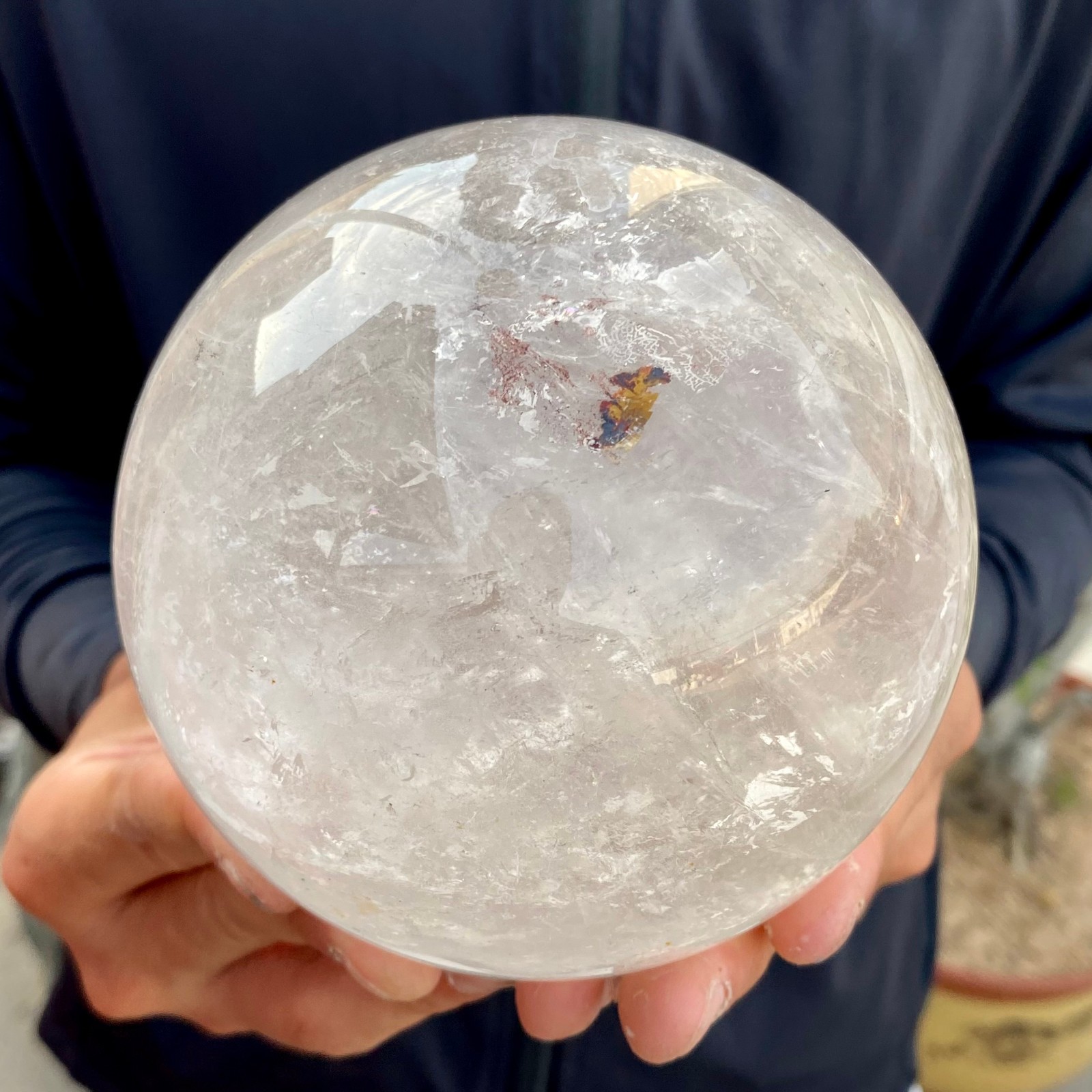 4.6LB Natural White Crystal Clear Quartz Crystal Sphere Ball Healing Meditation