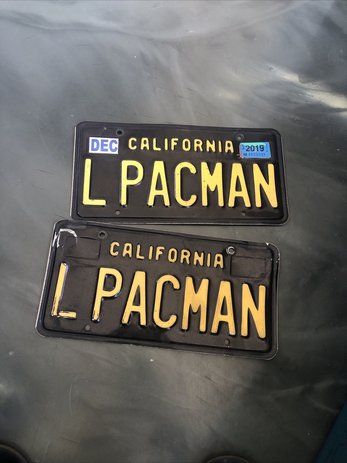Black and Yellow California License Plates PAC MAN