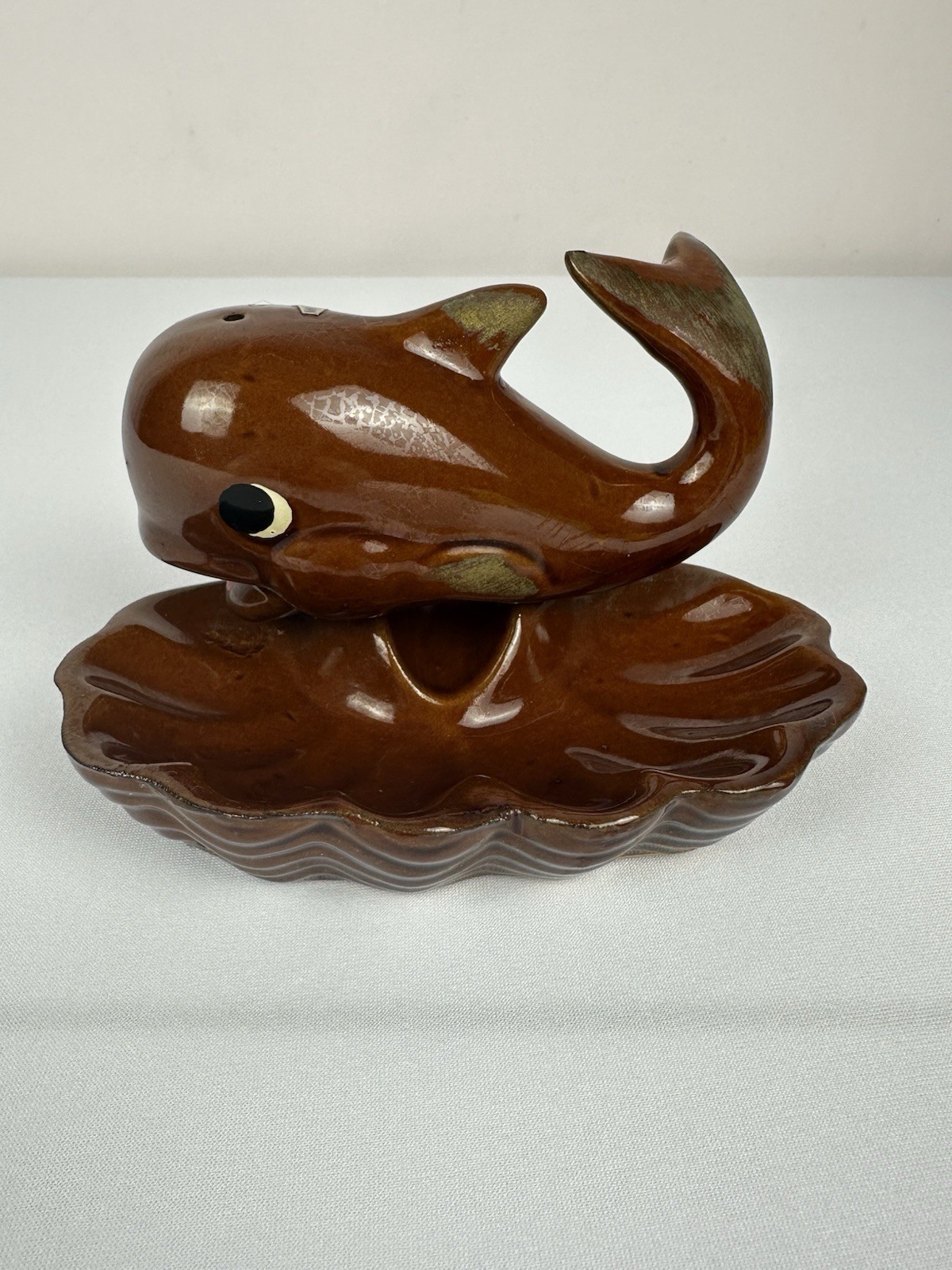 Vintage Ceramic Whale Ash Tray/Trinket Dish/Incense Holder -Blow Hole for Smoke