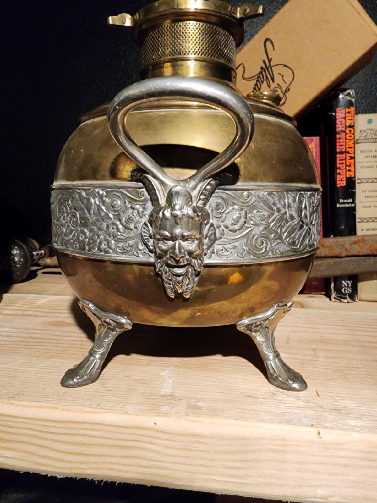 Antique Devil Satyr Lamp The Rochester Occult Gothic Horned God Mythology Oddity