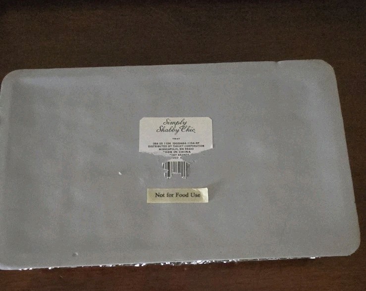 Simply Shabby Chic Vanity Trinket Tray-White w/Silver Tone Metal Floral Base-HTF