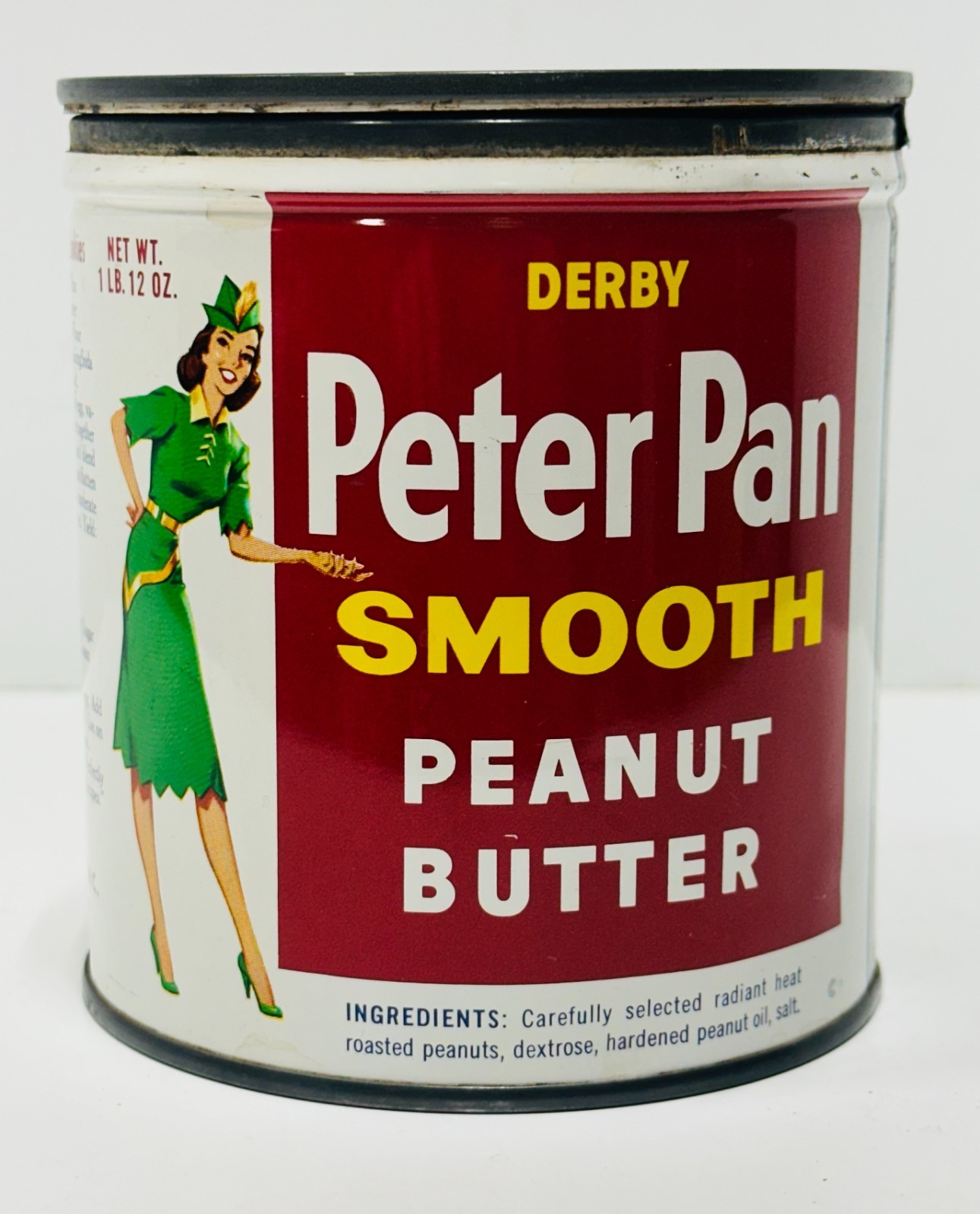 Vintage “Peter Pan Peanut Butter” 1lb 12oz Advertising Tin w original lid