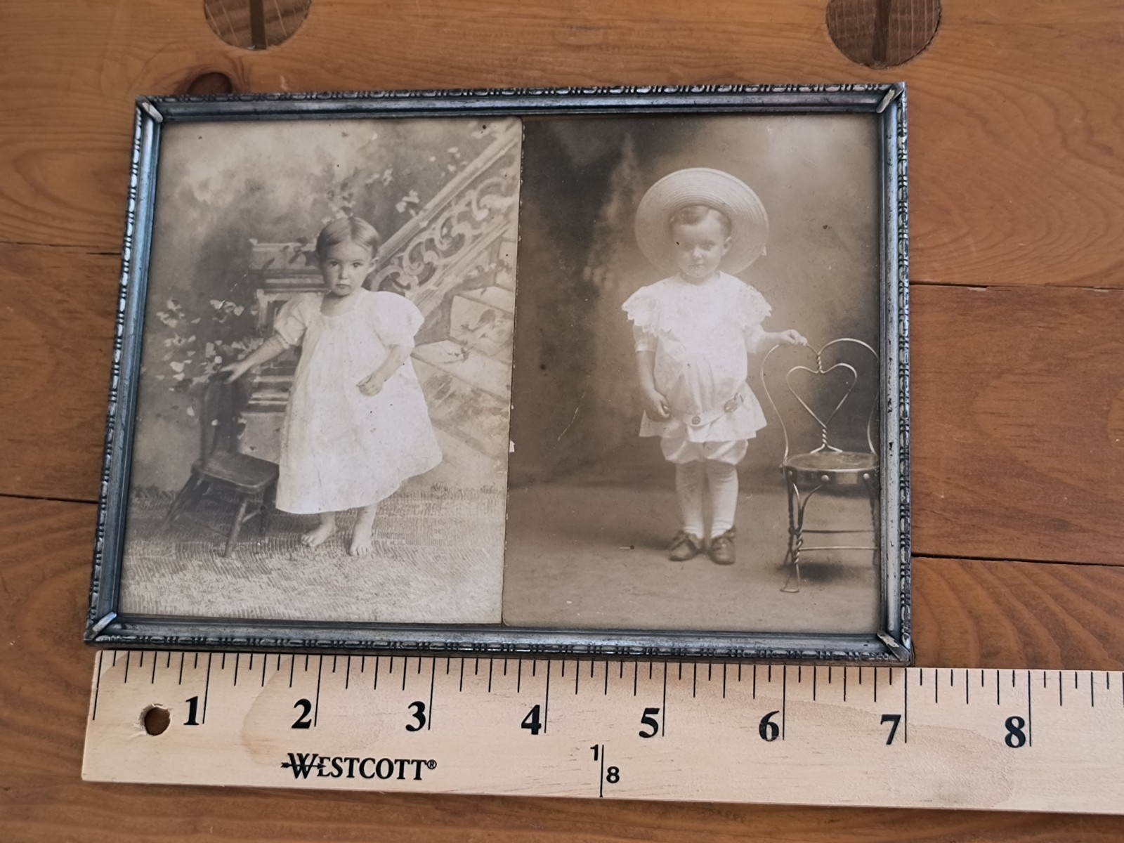1890-1910 Framed Antique Victorian Sepia Adorable Children Cabinet Card Photos 2