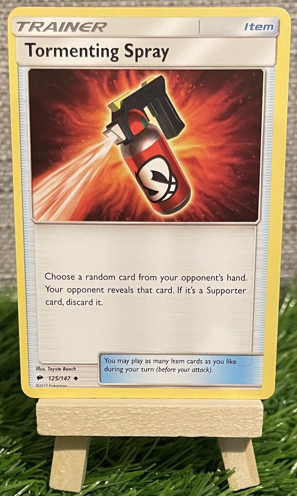 Pokémon TC Tormenting Spray Trainer 125/147 Burning Shadows Uncommon NM Free P&P