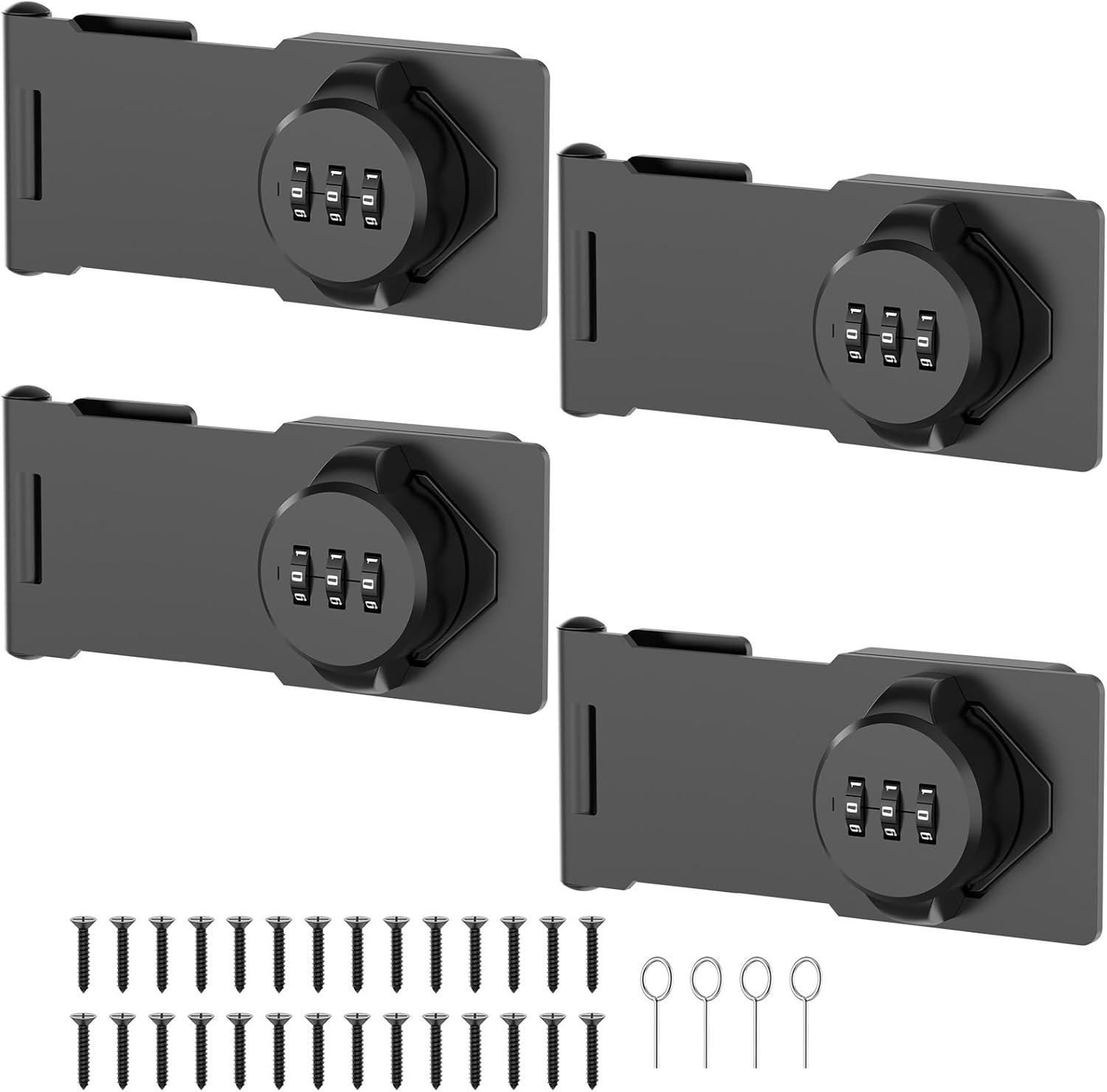 Weather-Resistant Rotary Hasp Locks – 4 Pack of Combination Door Security