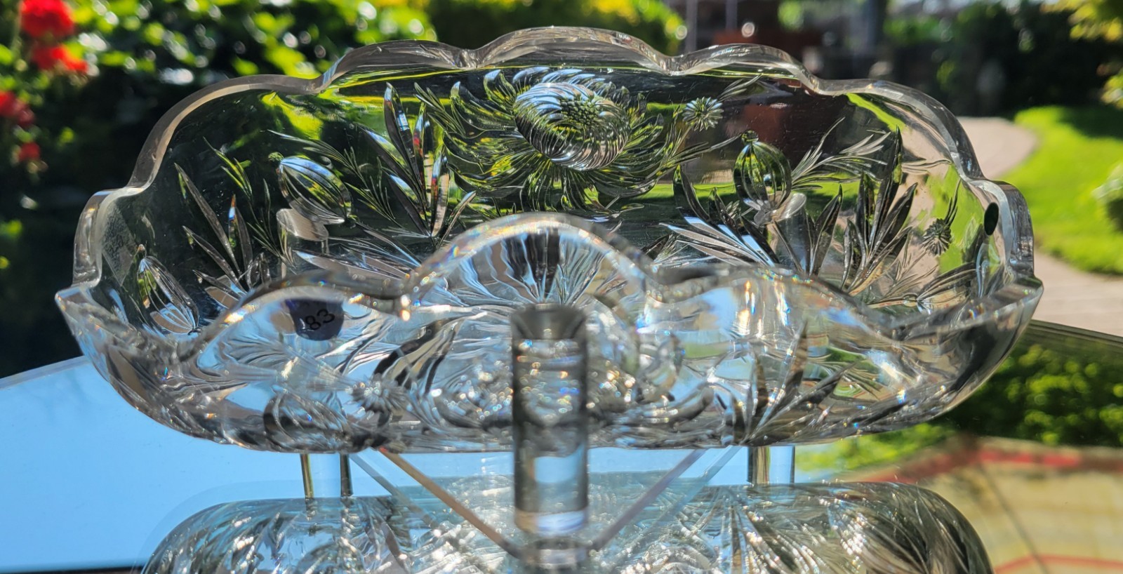 ABP American Brilliant Cut Glass Hawkes Gravic Dahlia pattern spooner