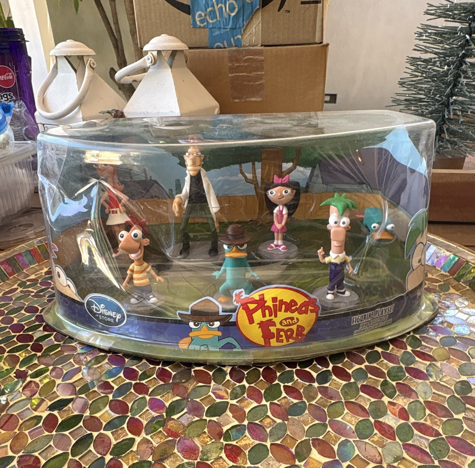 Disney Store Phineas and Ferb 5pc Figurine Playset w/ Perry