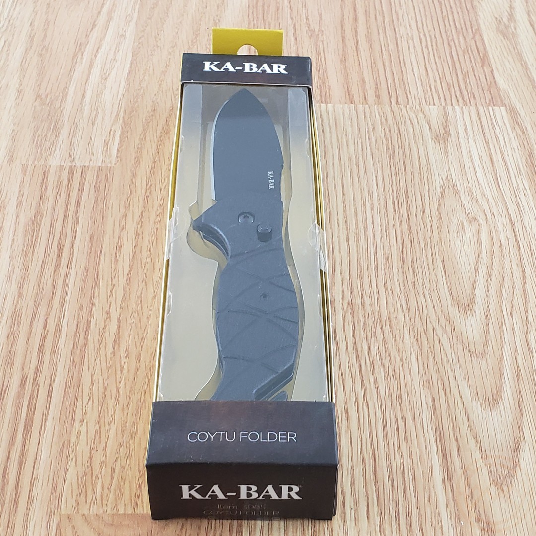 Ka-Bar Coytu Folding Knife 3.5″ Black Finish AUS-8 Steel Blade Black GFN Handle