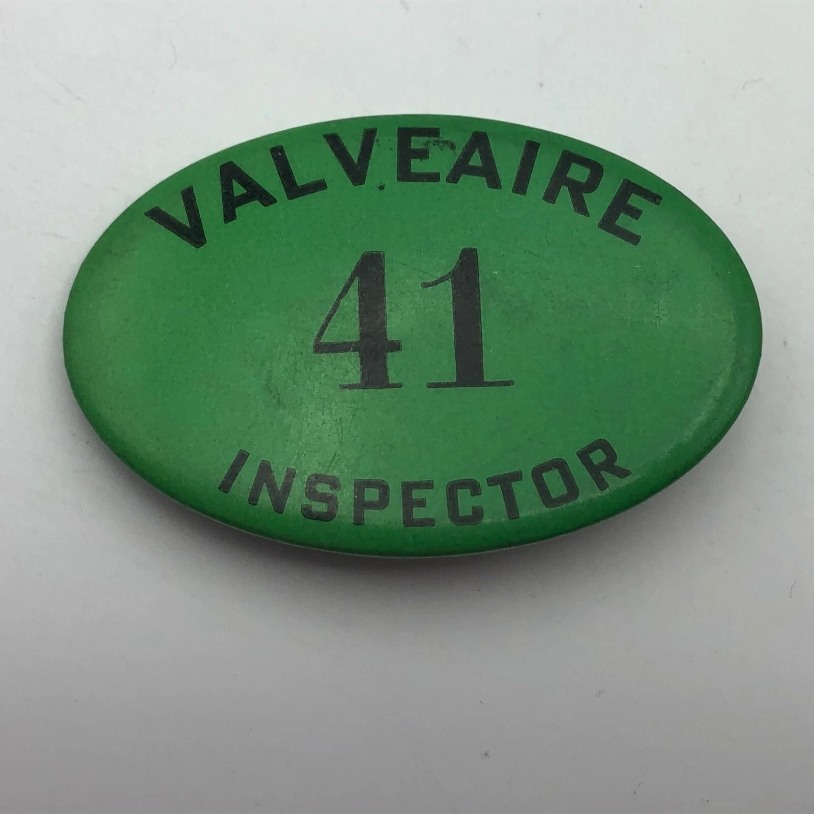 Pinback VALVEAIRE INSPECTOR Employee ID Badge Button Pin Advertising Vintage