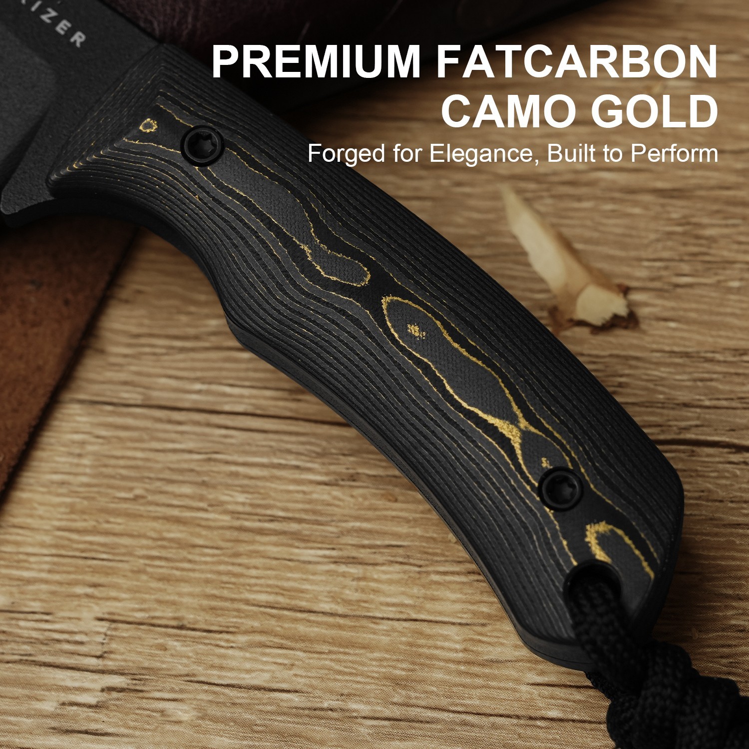 Kizer Field Mous Fixed Knife CPM 3V Blade FatCarbon Camo Handle + Sheath 1135A1