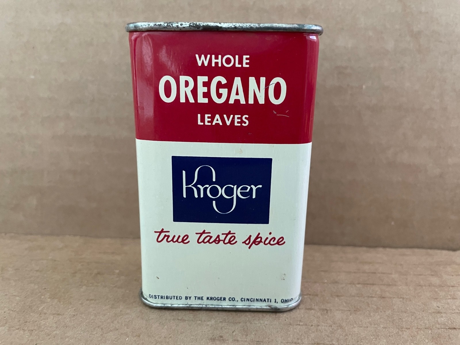 Vintage KROGER Whole Oregano Leaves Tin Grocery Store Recipe Spaghetti Sauce