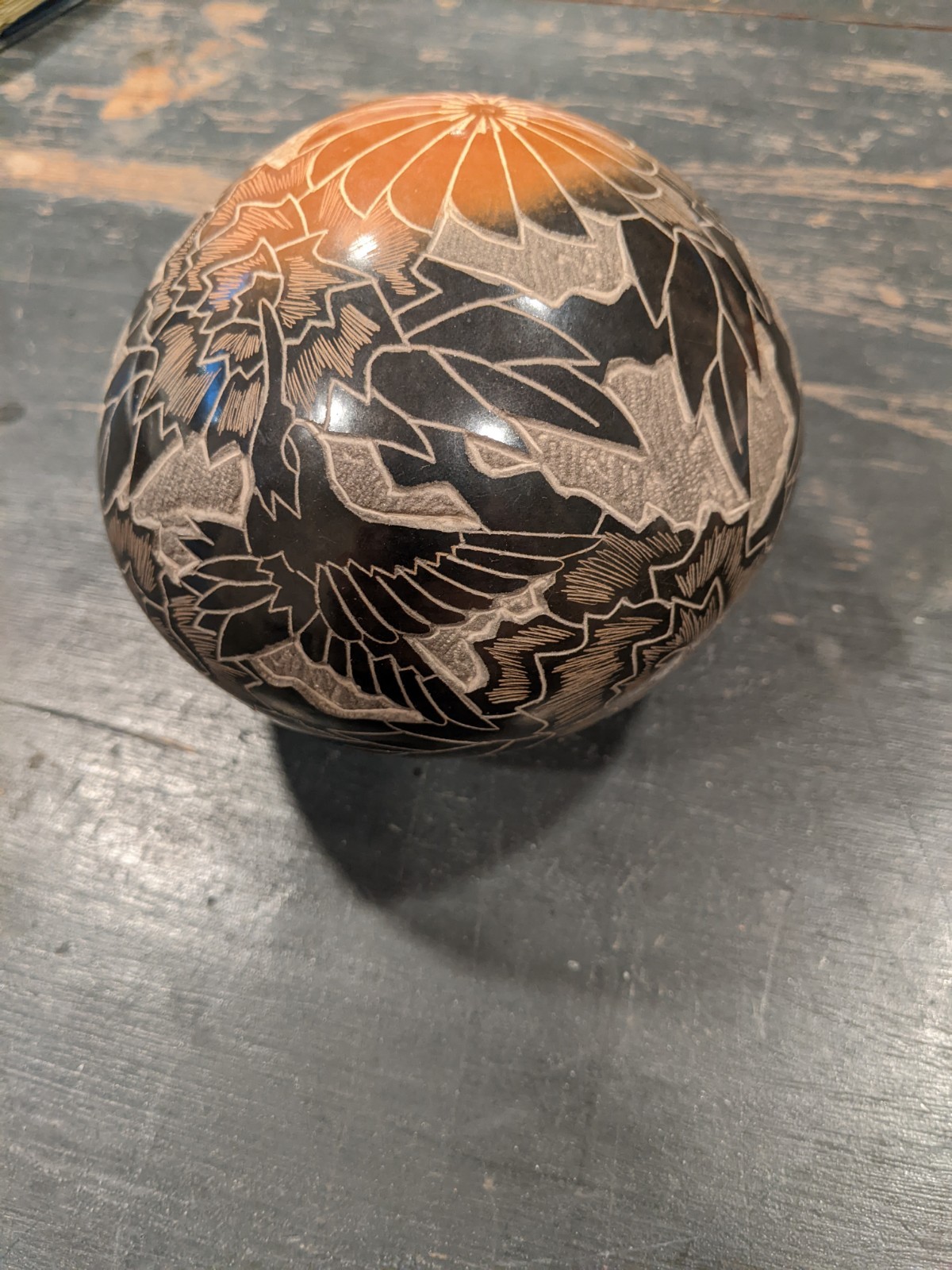 Santa Clara Pueblo Pottery Sgraffito Style Seed Pot Eric Tafoya Southwest