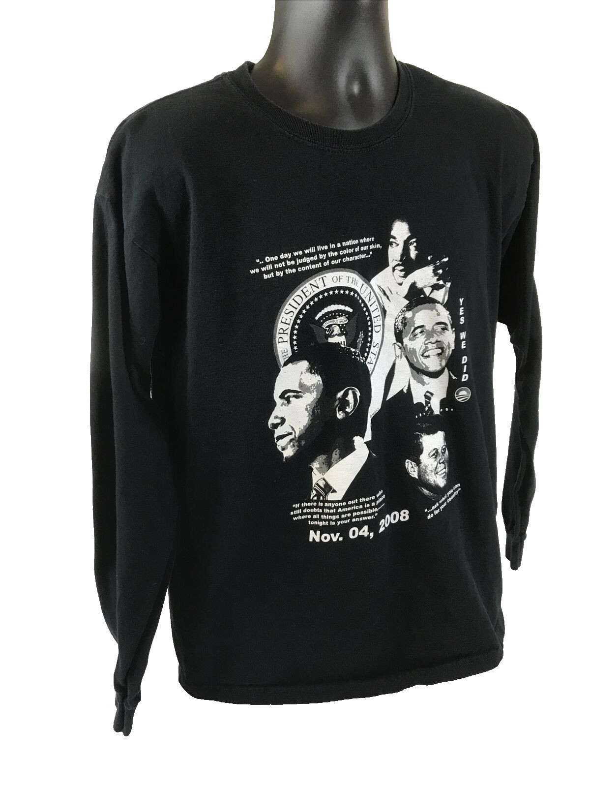 Barack Obama President T-Shirt Large L/S Memorabilia Obama November 4, 2008