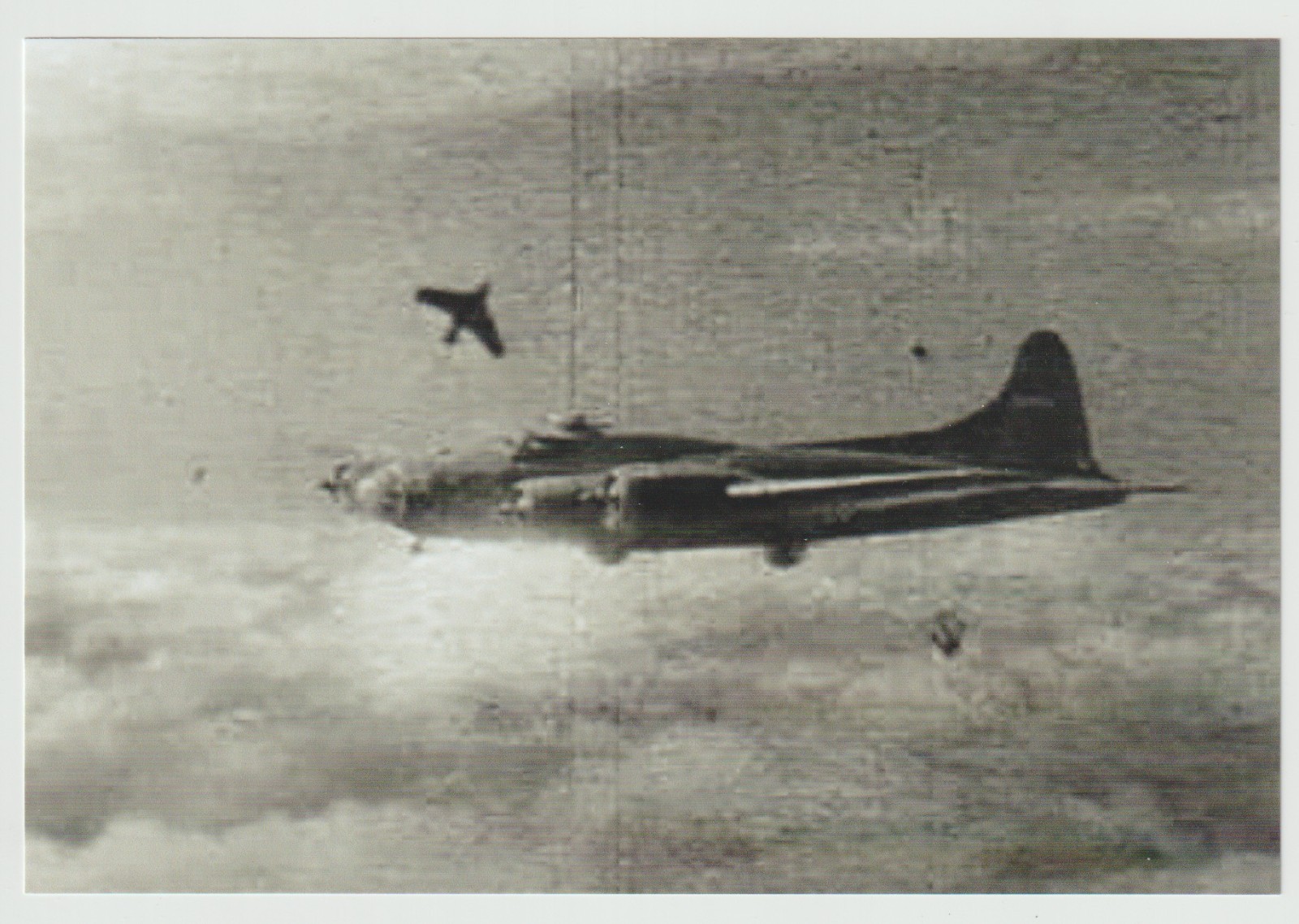 Grainy Image of a B17 in Conflict with Me 163 Komet WW2 4×6 #SF 2029