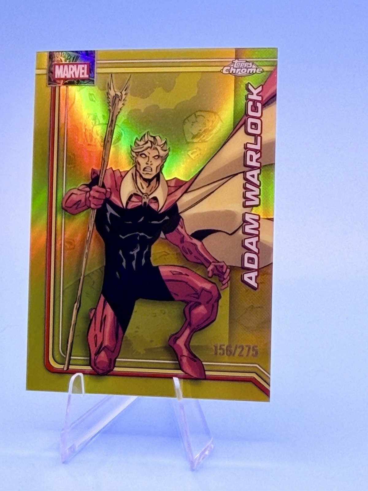 Adam Warlock- 156/275 SP Yellow Refractor #002- 2026 Topps Chrome Marvel