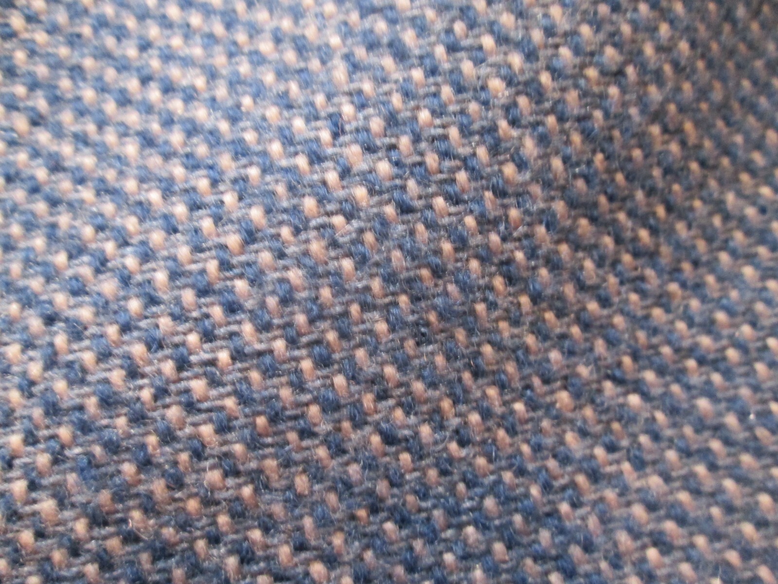 Vintage 1970’s Wool Fabric Cream Blue Tweed 52 by 84