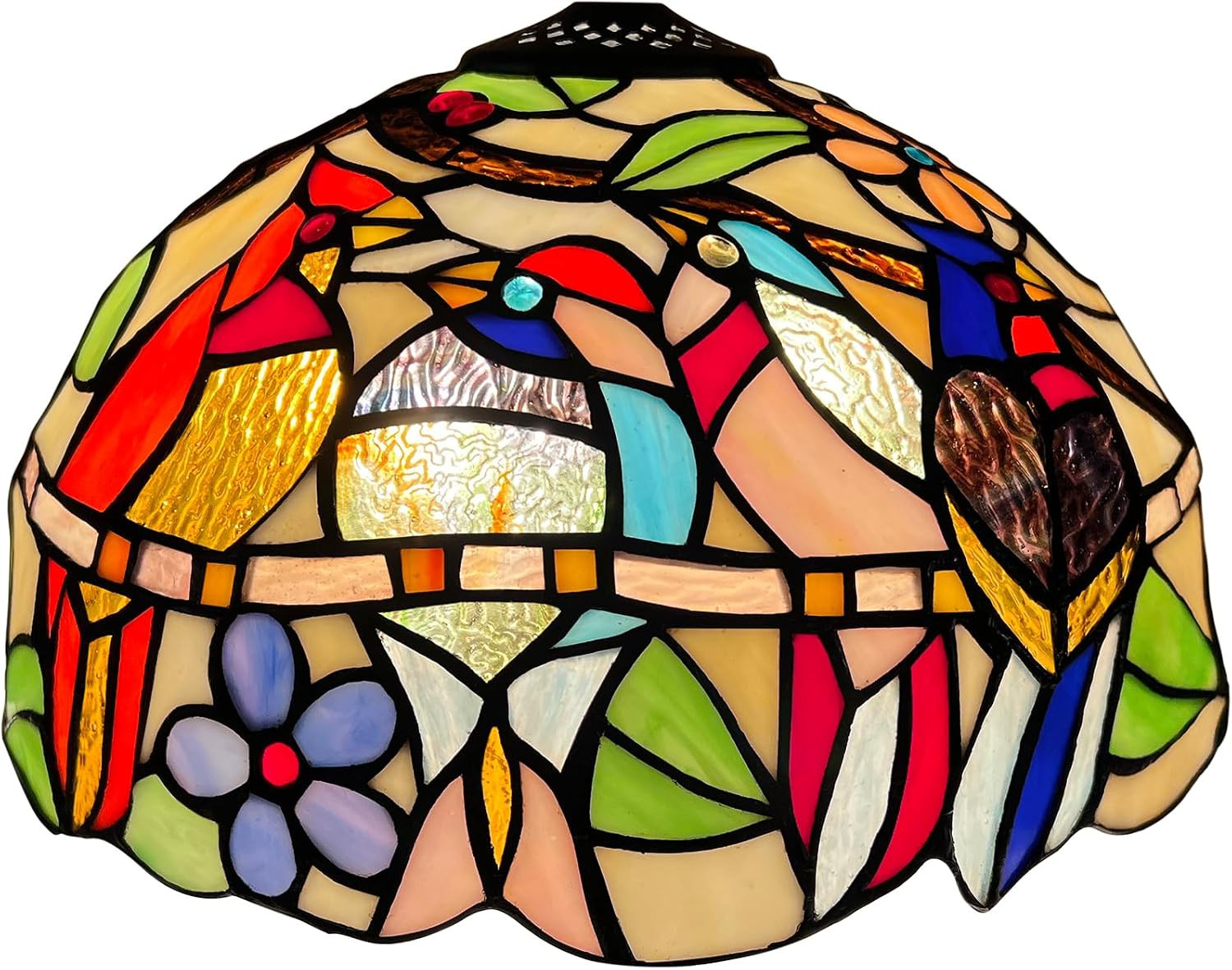 Tiffany Lamp Shade Cardinal Birds Stained Glass 12 Inches Wide | Accessories Rep