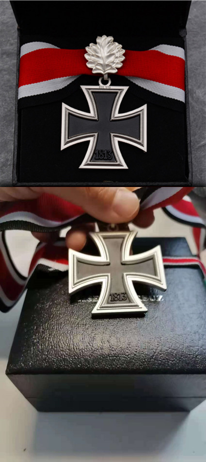 WWII German Iron Cross Medal Oak Leaves silver with box certification