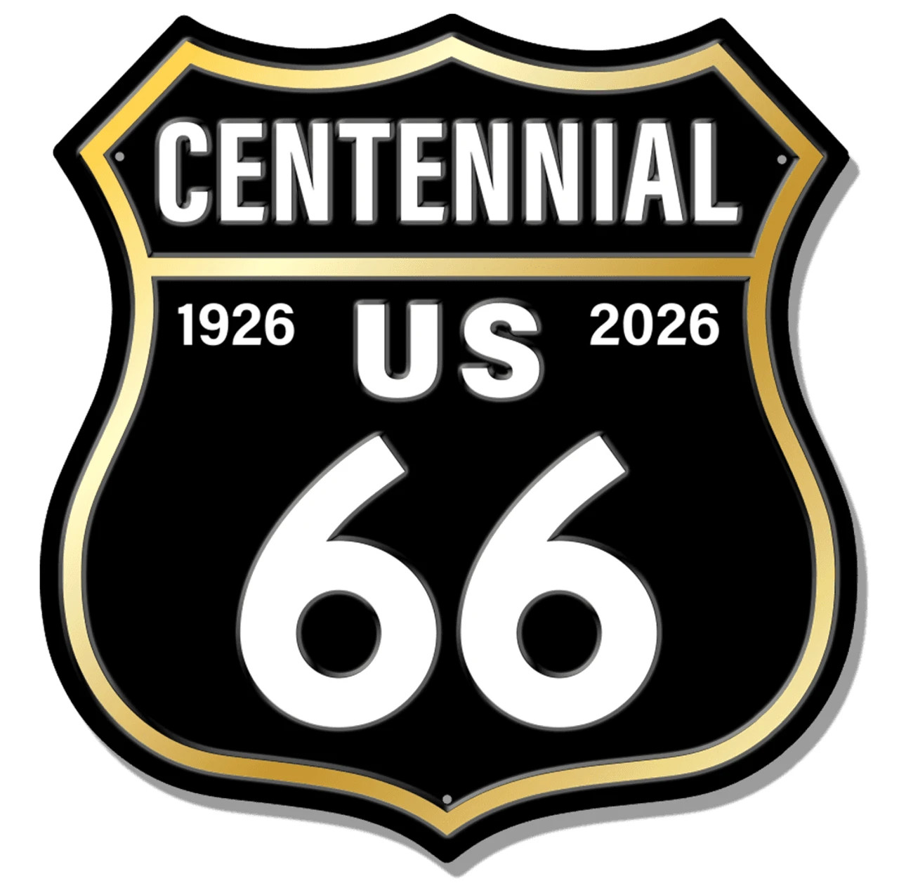 ROUTE 66 Centennial SHIELD EMBOSSED Sign wall decor 11.75 ” inch Made in USA