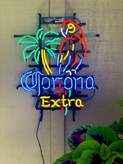 Corona Extra Beer Parrot Palm Tree 20″x16″ Neon Light Sign Lamp Bar Martini Art