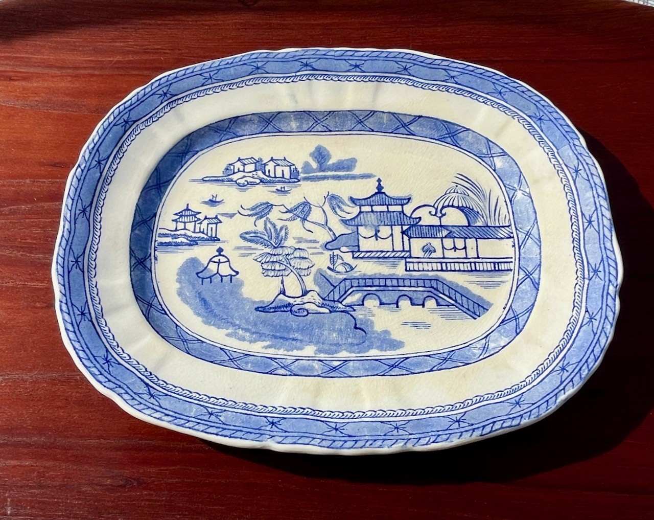 Antique Canton Staffordshire Ashworth Bros Blue White Chinoiserie Transfer ware