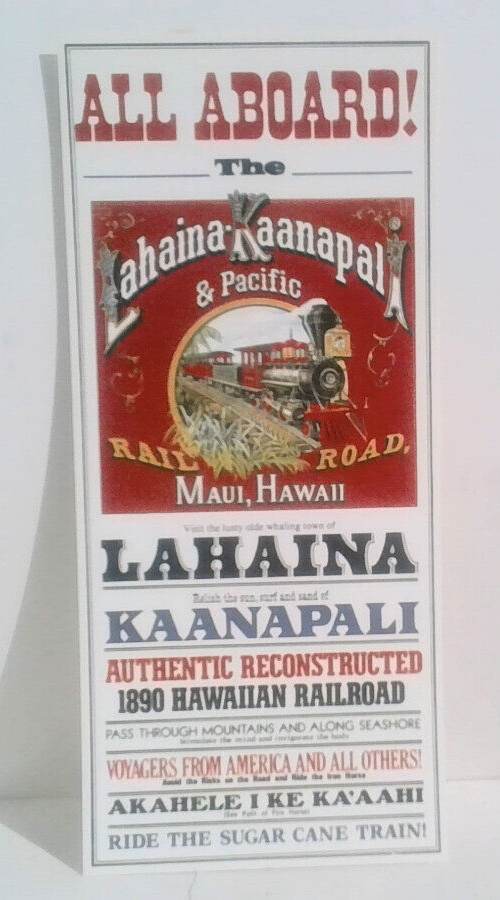 VINTAGE Maui 1970 Sugar Cane Train Event Poster Flyer Print LAHAINA KAANAPALI