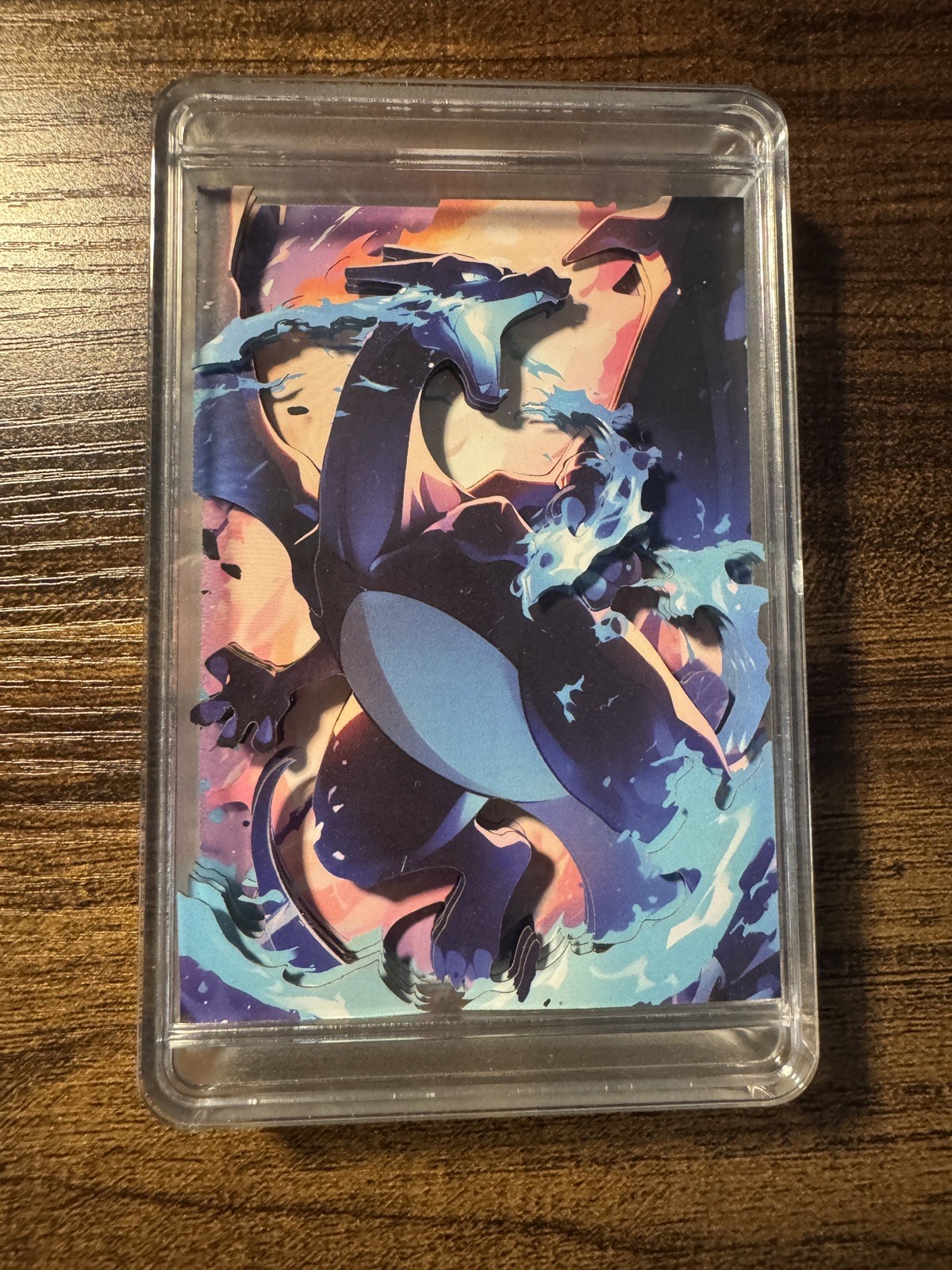 Mega Charizard X 3D Multi-layered Paper Carved Pokémon Fan Art Acrylic Slab