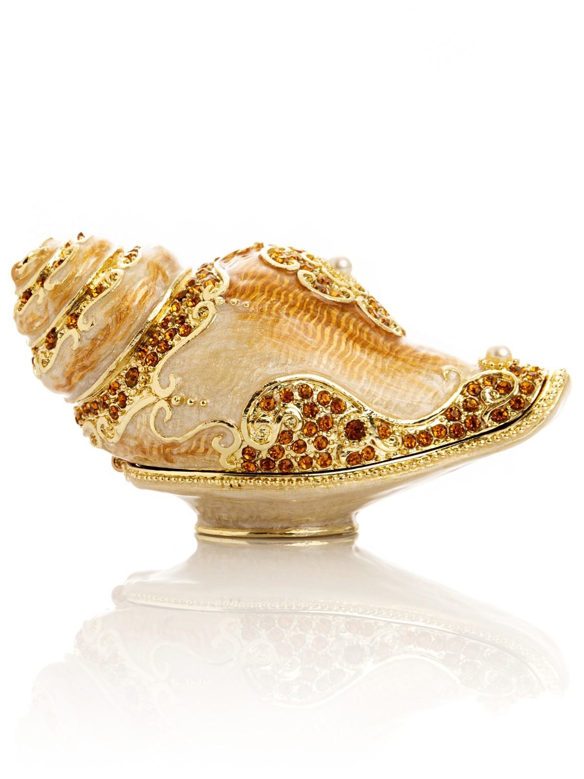 Keren Kopal Seashell Hand made Trinket box Decorated with Austrian Crystals