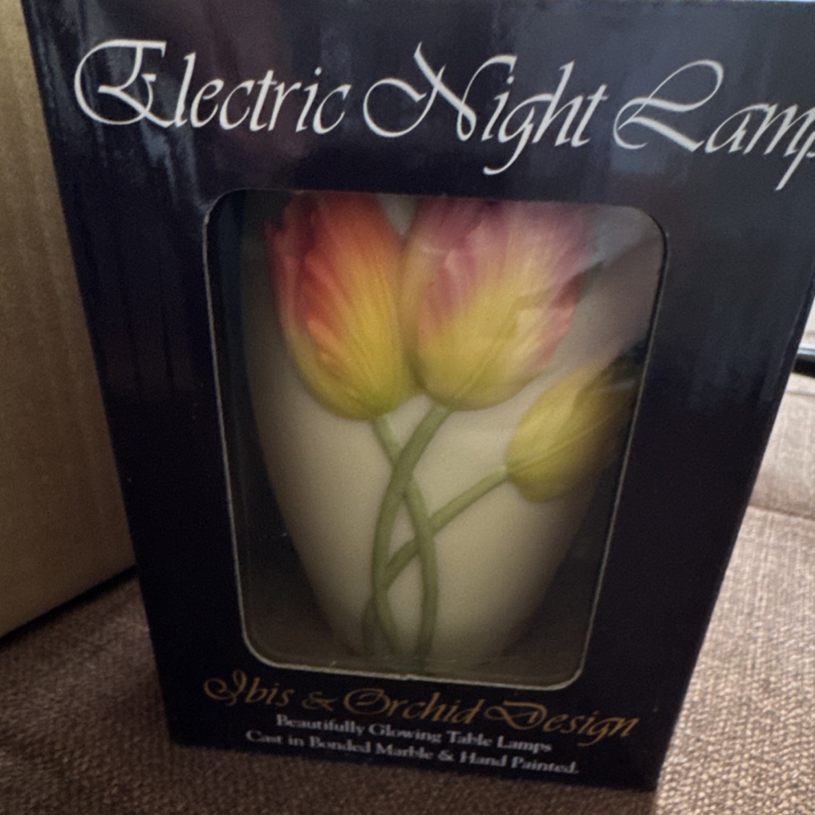 Ibis & Orchid Design Three Tulips 55022 Night Light Electric Hand Painted Floral