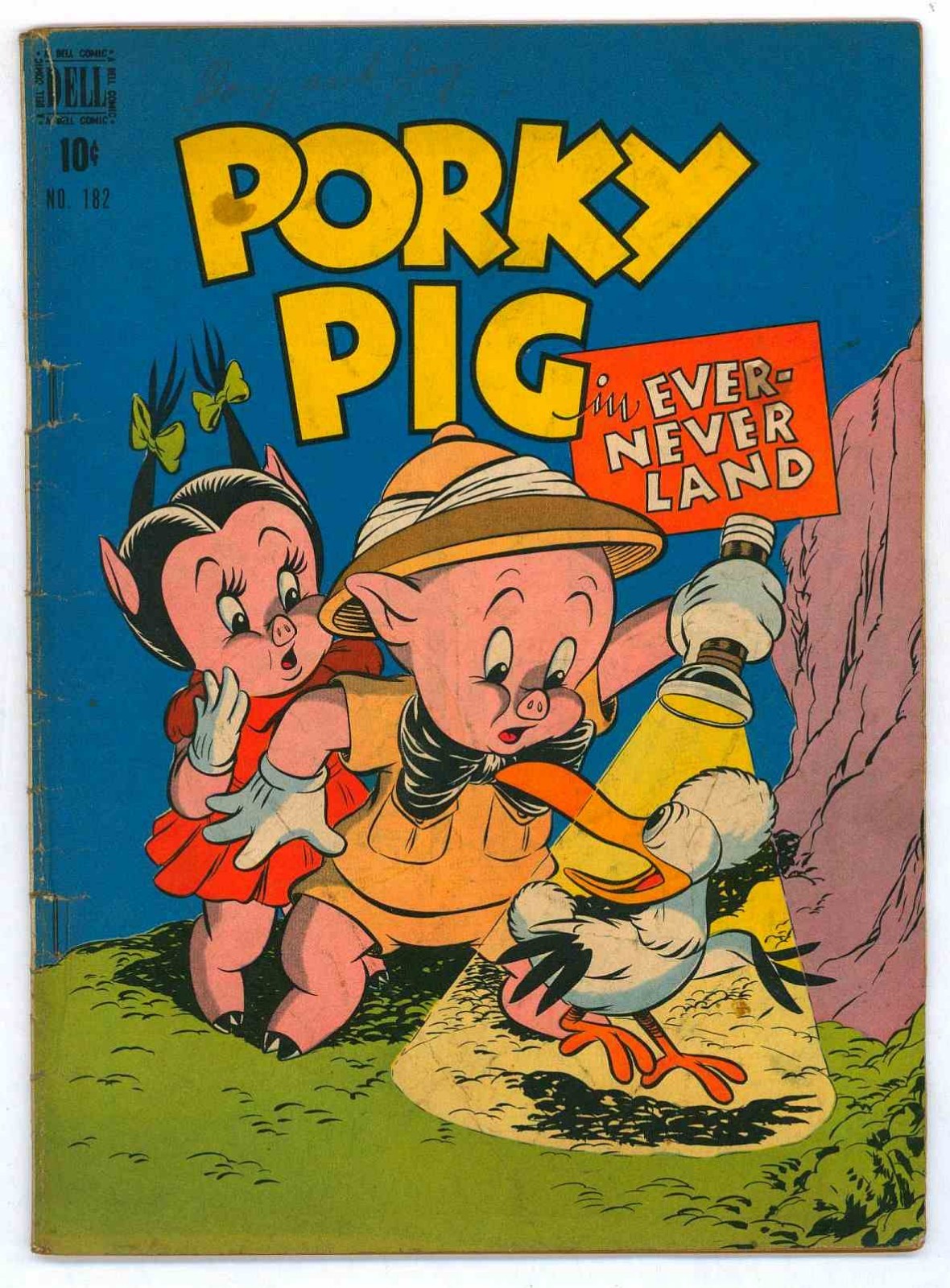 DELL FOUR COLOR COMICS #182 VG 4.0 PORKY PIG “EVER-NEVER LAND” 1948 Comic
