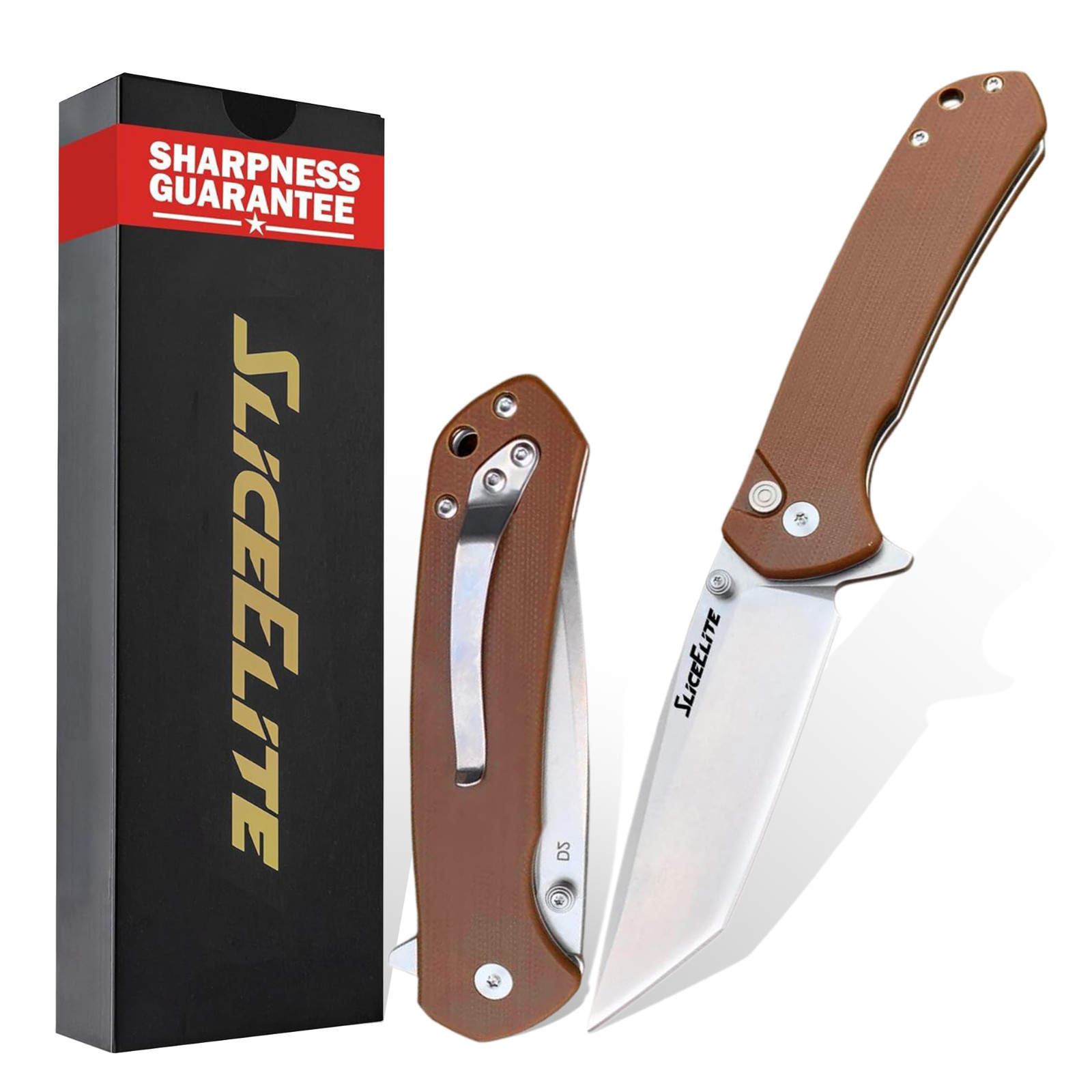 SliceElite Badlands EDC Folding Knife 3.7″ D2 Tanto Blade G10 Handle