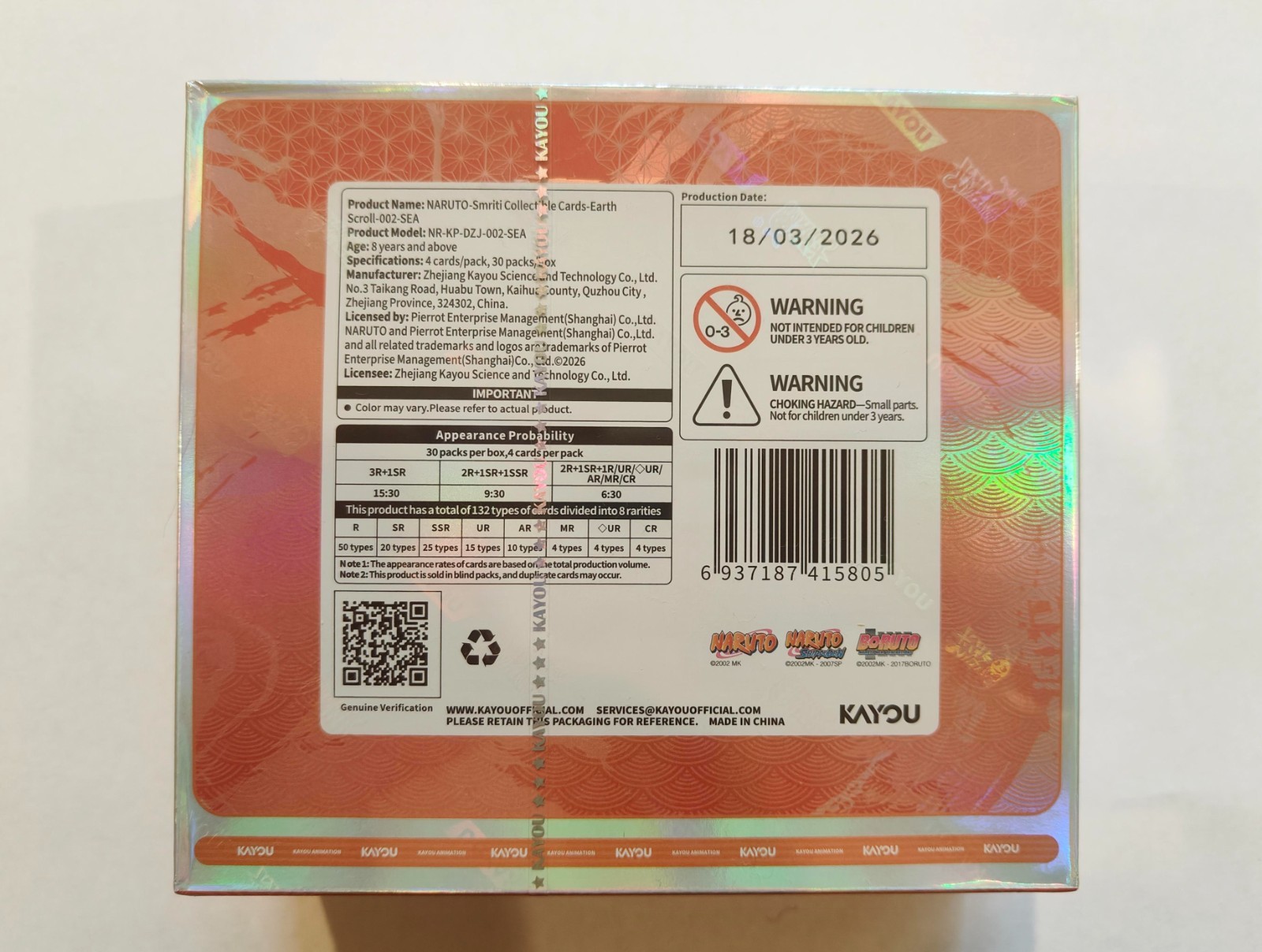 KAYOU NARUTO-Smriti Collectible Cards Earth Scroll English Version