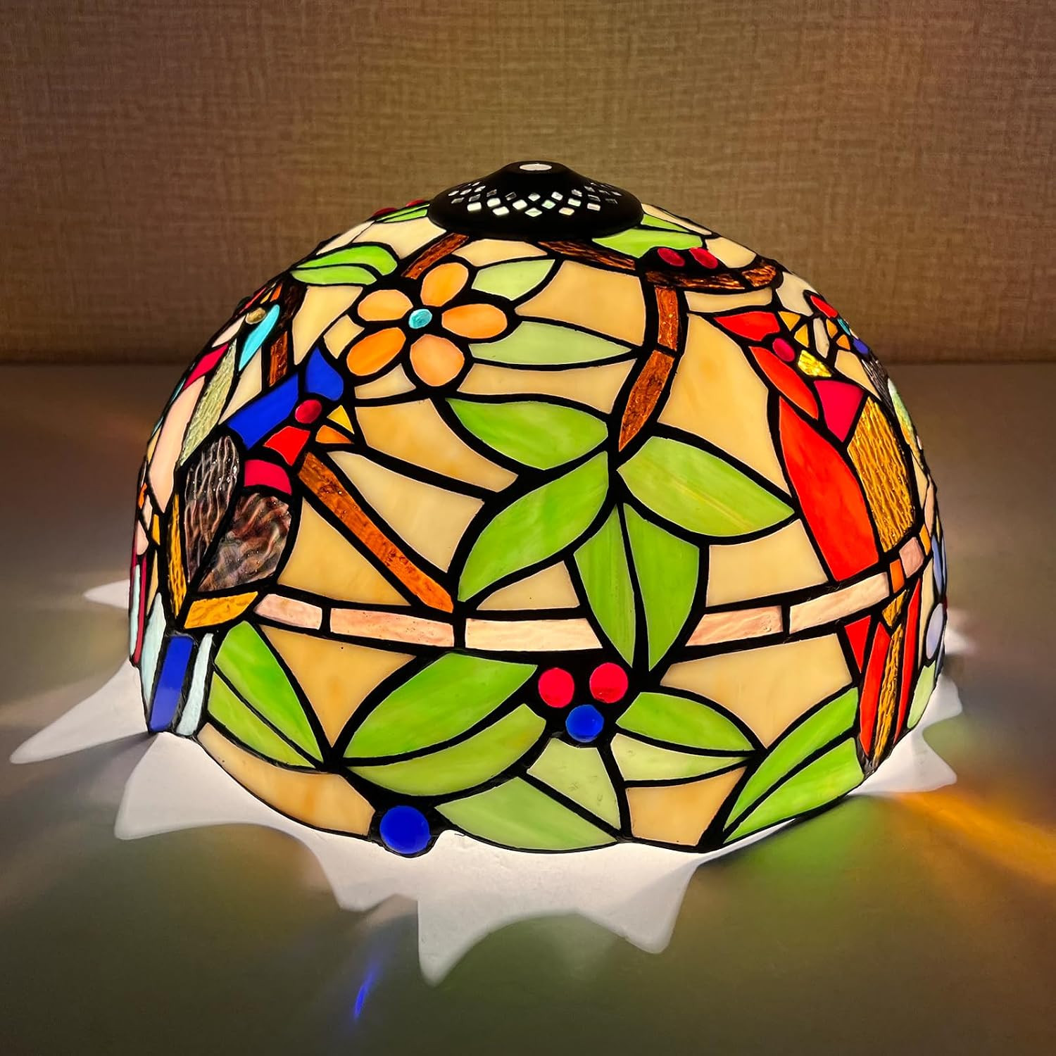 Tiffany Lamp Shade Cardinal Birds Stained Glass 12 Inches Wide | Accessories Rep