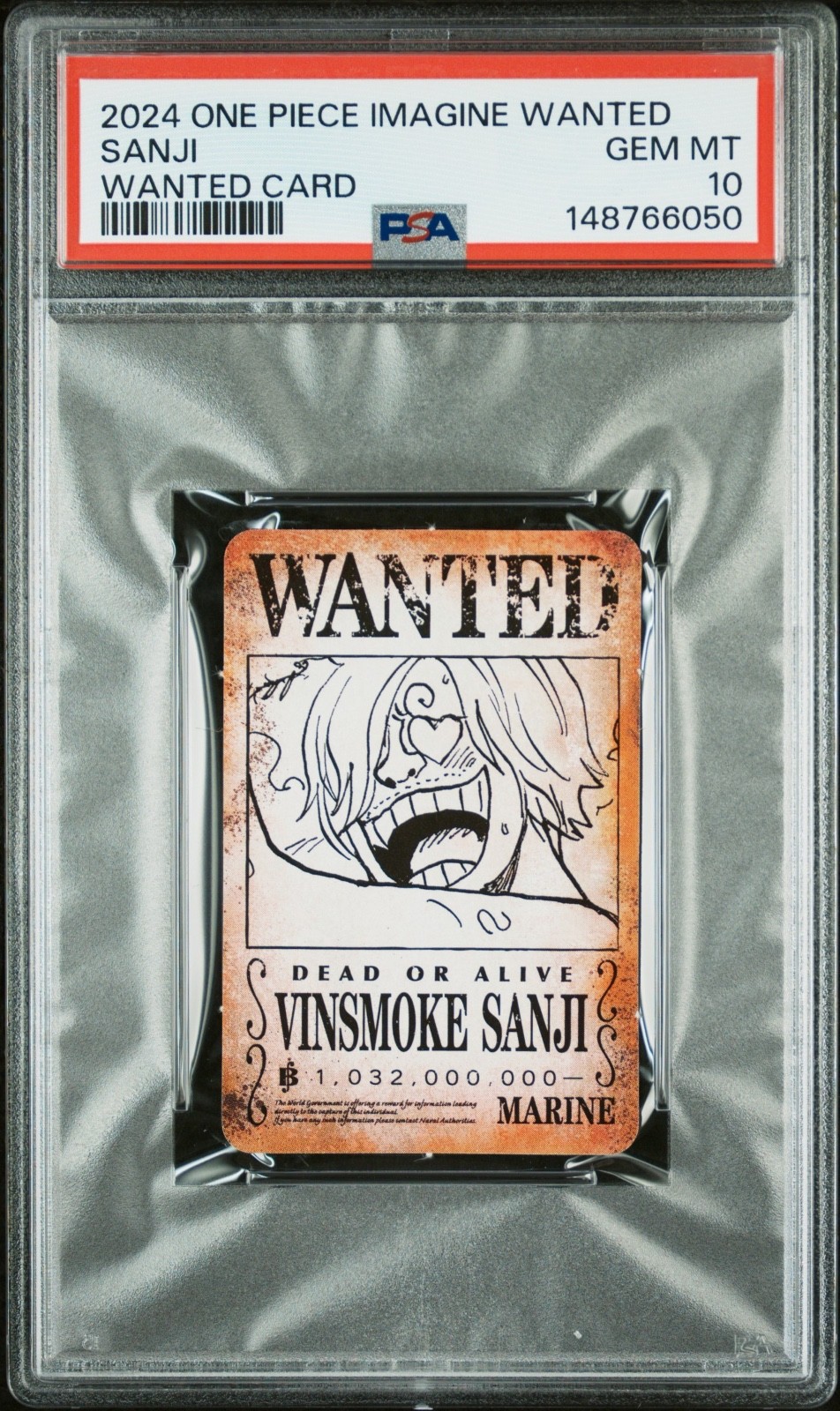 One Piece CCG Sanji Imagine Wanted PSA 10 Japanese Mini Perforated Wanted Card