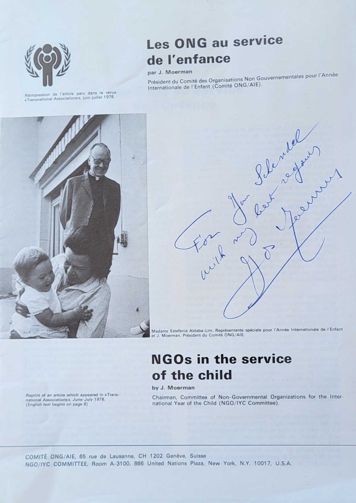 Canon Joseph Moerman Autographed Article Catholic Cleric Died 2012